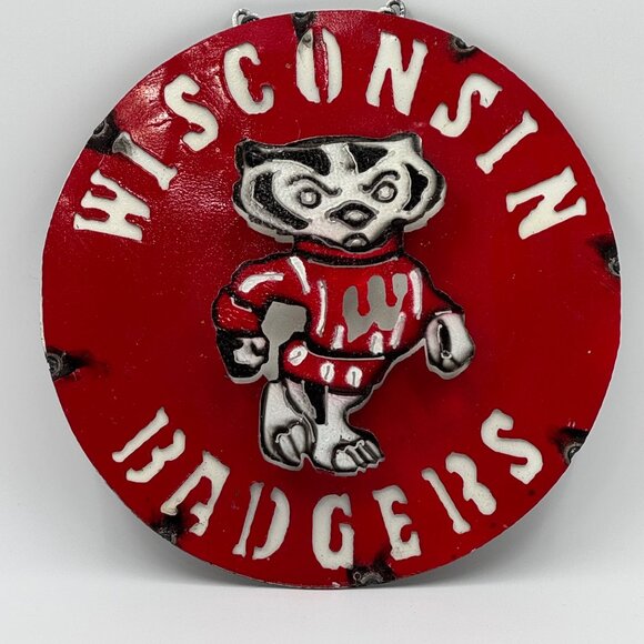 University Wisconsin Bucky Badgers Metal Wall Sign Laser Cut UW Handmade 3D